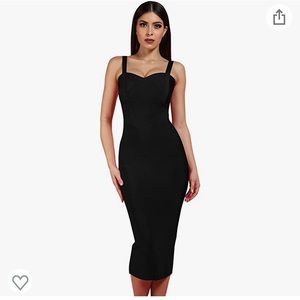 WhoInShop - Bodycon Bandage Contour Midi Dress / Black